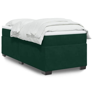 Pat box spring cu saltea, verde închis, 90x190 cm, catifea