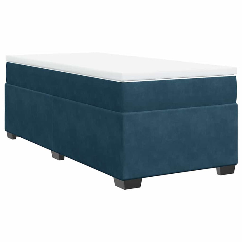 Pat box spring cu saltea, albastru închis, 90x190 cm, catifea