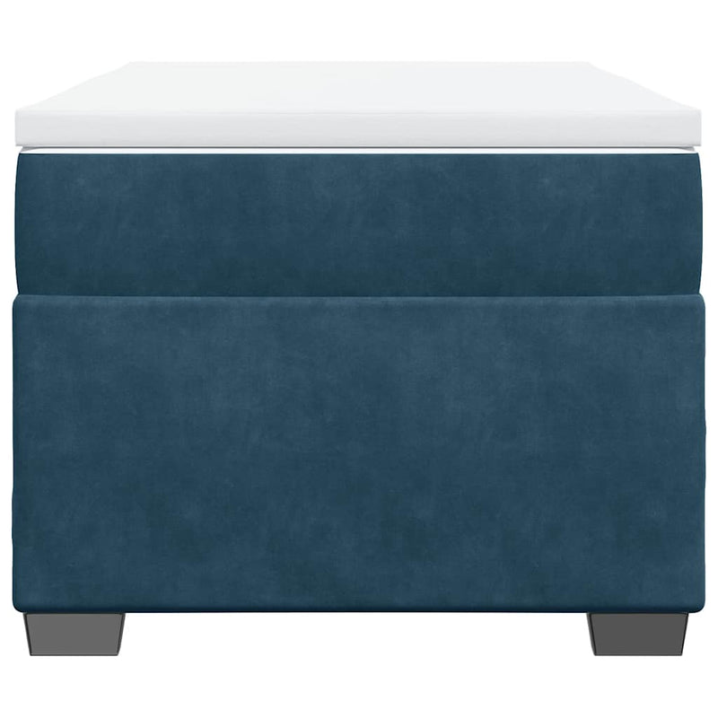 Pat box spring cu saltea, albastru închis, 90x190 cm, catifea
