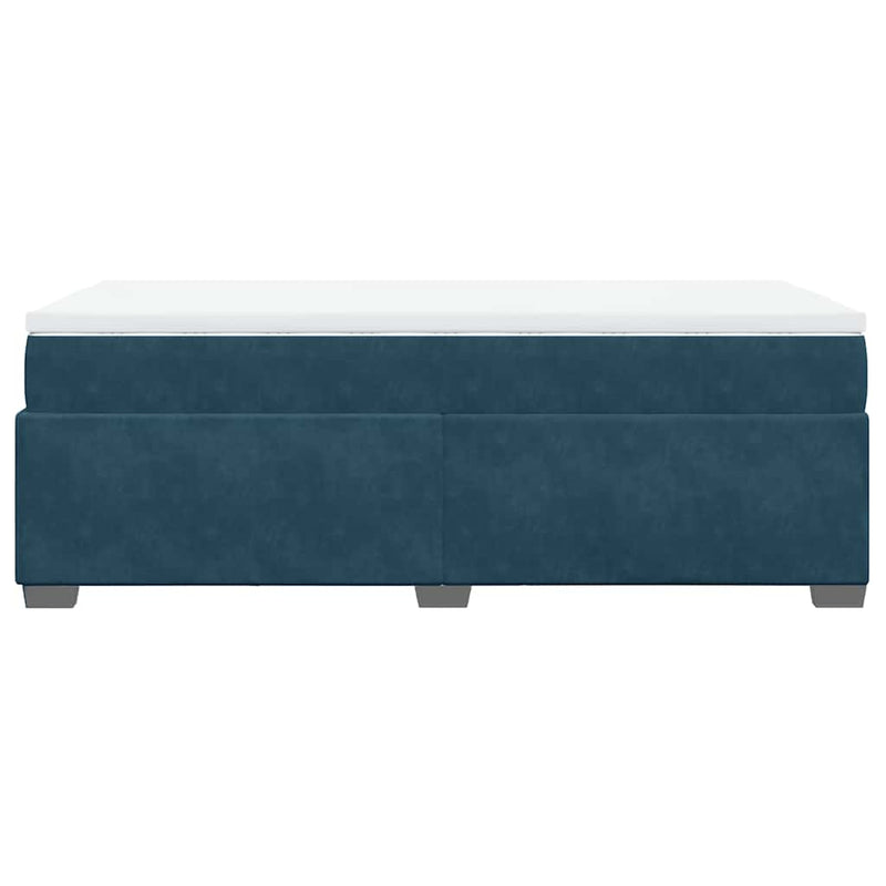 Pat box spring cu saltea, albastru închis, 90x190 cm, catifea