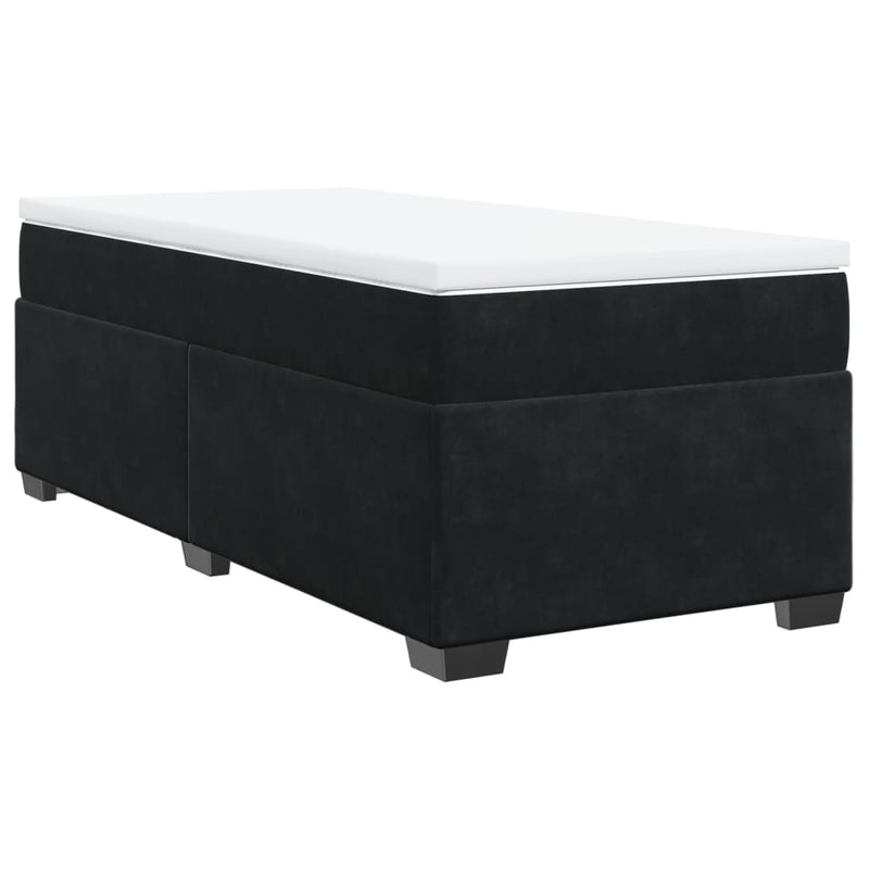 Pat box spring cu saltea, negru, 90x200 cm, catifea
