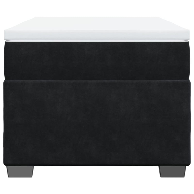 Pat box spring cu saltea, negru, 90x200 cm, catifea