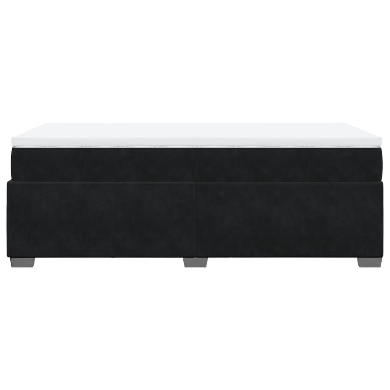 Pat box spring cu saltea, negru, 90x200 cm, catifea