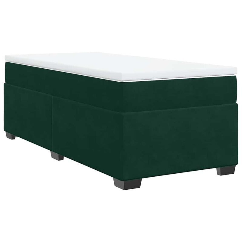 Pat box spring cu saltea, verde închis, 90x200 cm, catifea