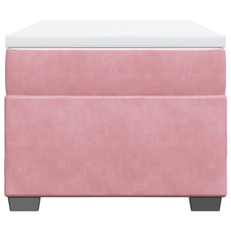 Pat box spring cu saltea, roz, 90x200 cm, catifea