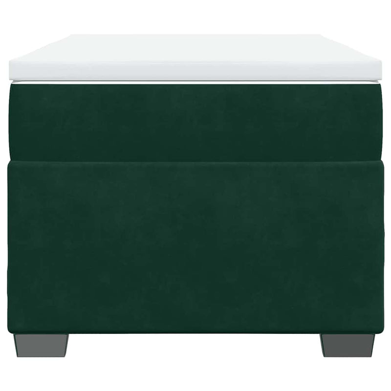 Pat box spring cu saltea, verde închis, 100x200 cm, catifea