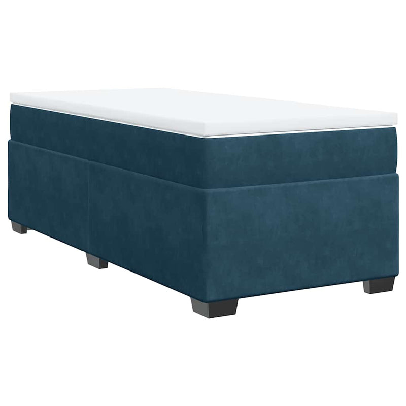 Pat box spring cu saltea, albastru închis, 100x200 cm, catifea