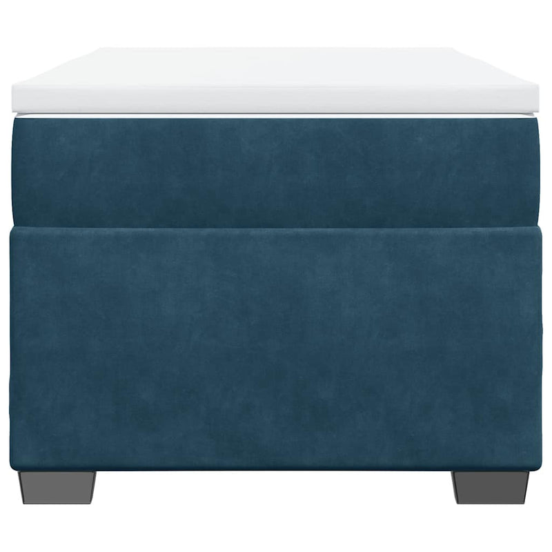 Pat box spring cu saltea, albastru închis, 100x200 cm, catifea