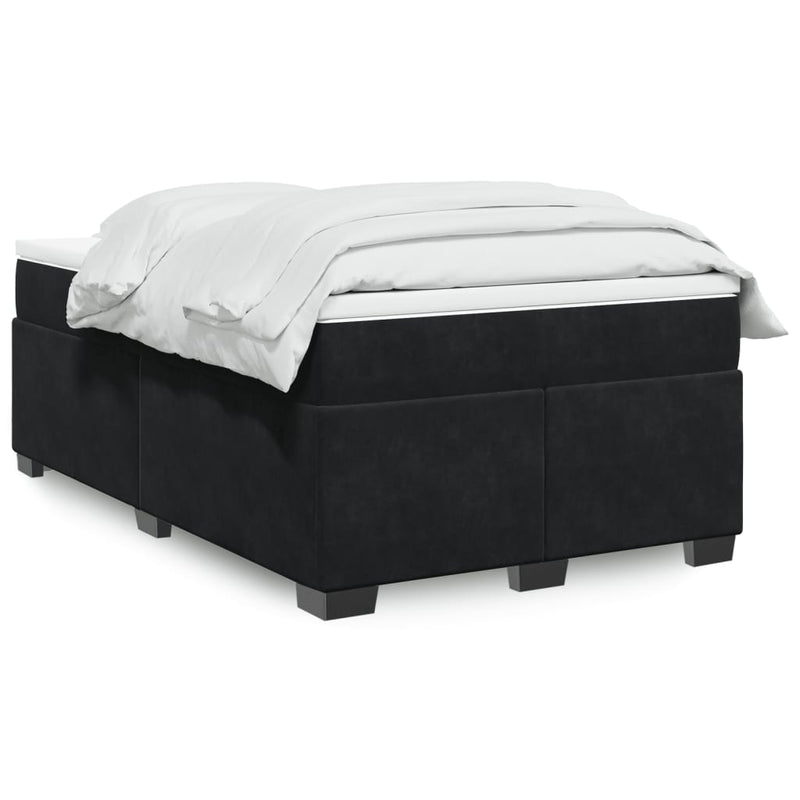 Pat box spring cu saltea, negru, 120x190 cm, catifea