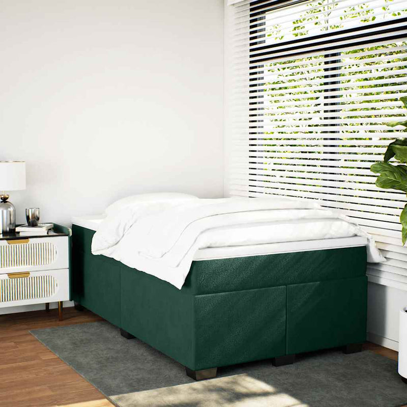 Pat box spring cu saltea, verde închis, 120x190 cm, catifea