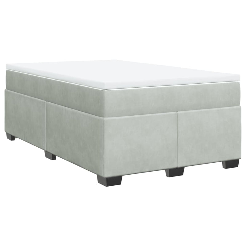 Pat continental cu saltea, gri deschis, 120x200 cm, catifea