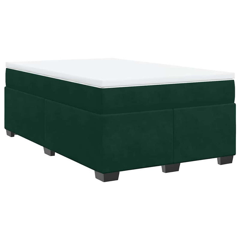 Pat box spring cu saltea, verde închis, 120x200 cm, catifea