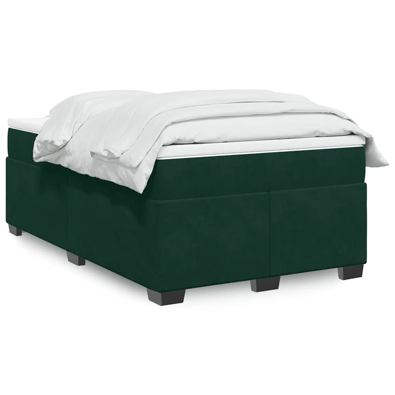 Pat box spring cu saltea, verde închis, 120x200 cm, catifea