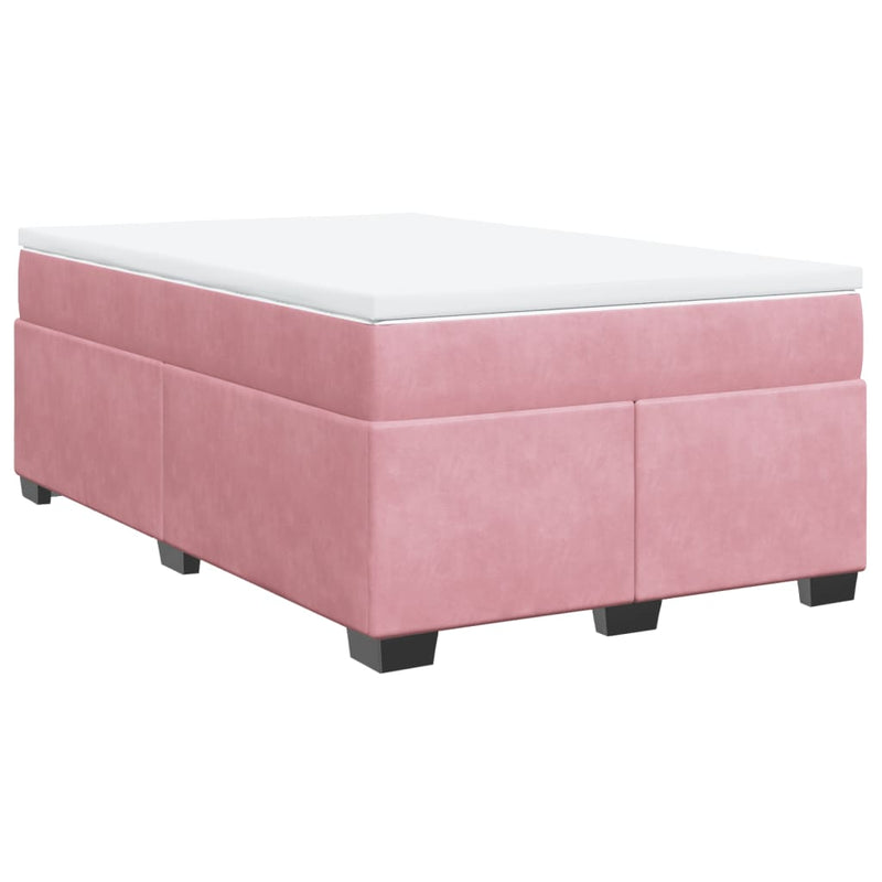 Pat box spring cu saltea, roz, 120x200 cm, catifea