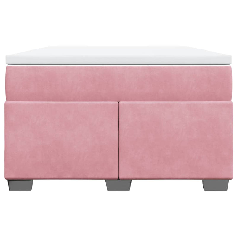 Pat box spring cu saltea, roz, 120x200 cm, catifea