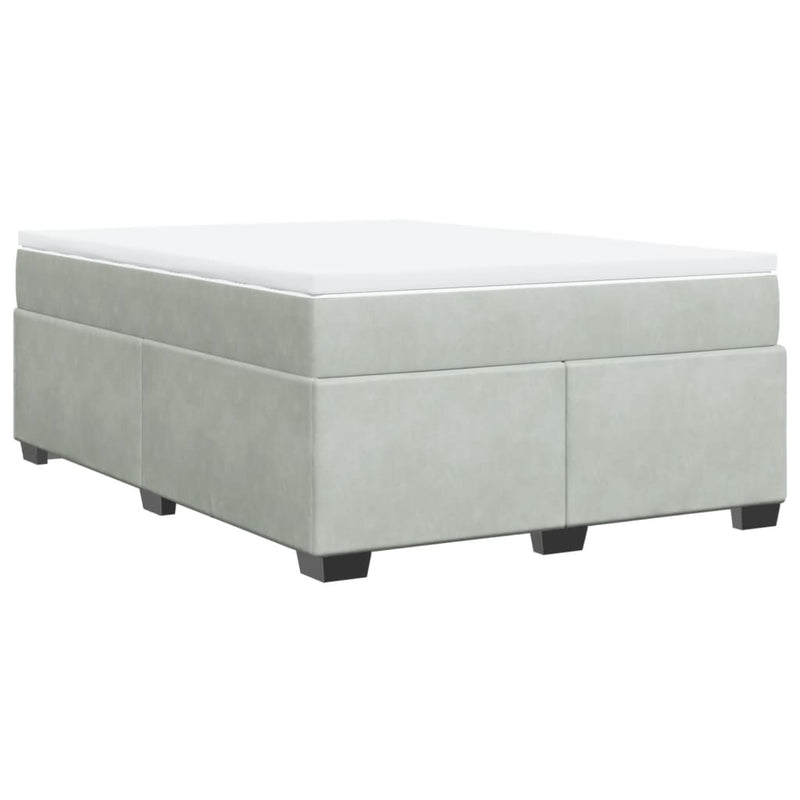 Pat box spring cu saltea, gri deschis, 140x190 cm, catifea