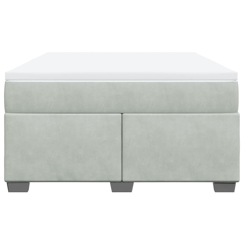 Pat box spring cu saltea, gri deschis, 140x190 cm, catifea