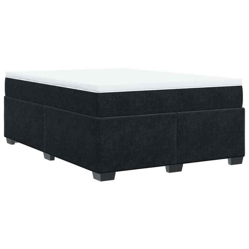 Pat box spring cu saltea, negru, 140x190 cm, catifea