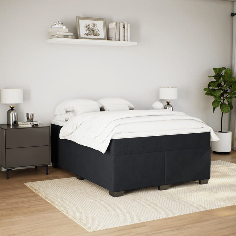 Pat box spring cu saltea, negru, 140x190 cm, catifea