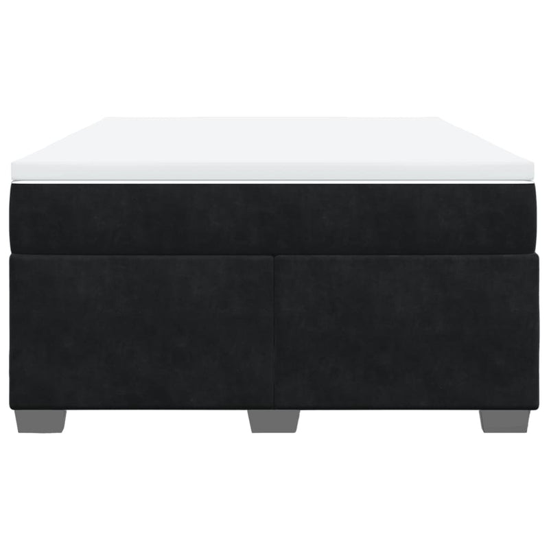 Pat box spring cu saltea, negru, 140x190 cm, catifea