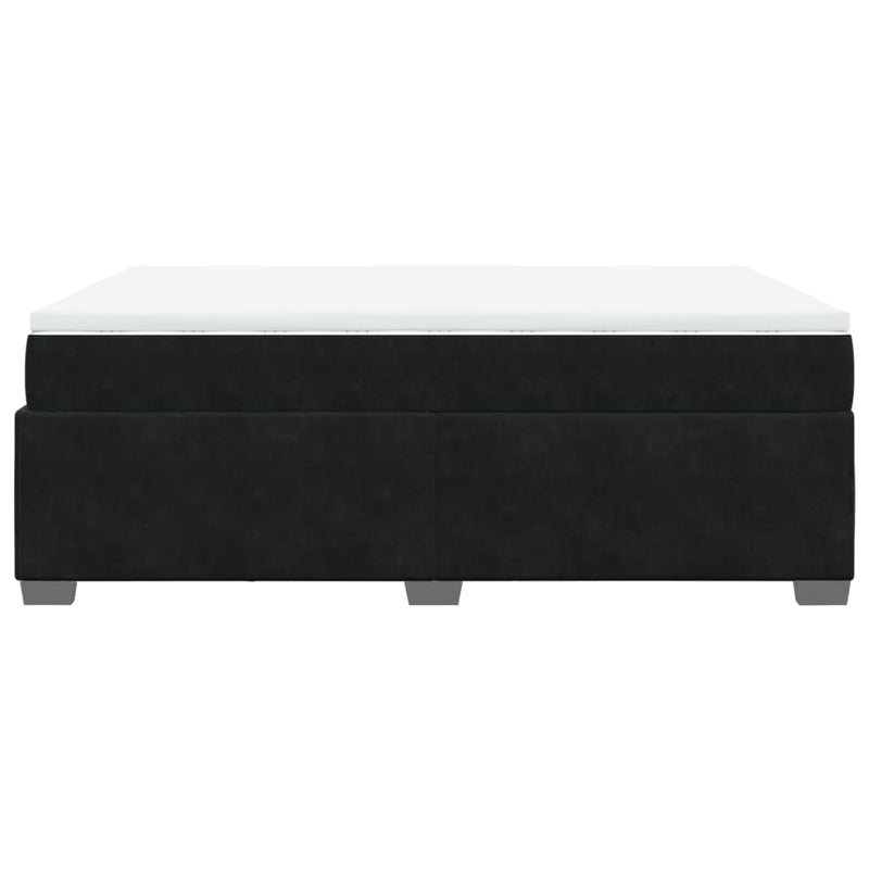 Pat box spring cu saltea, negru, 140x190 cm, catifea