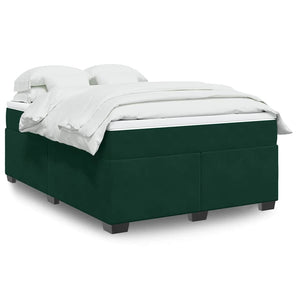 Pat box spring cu saltea, verde închis, 140x190 cm, catifea