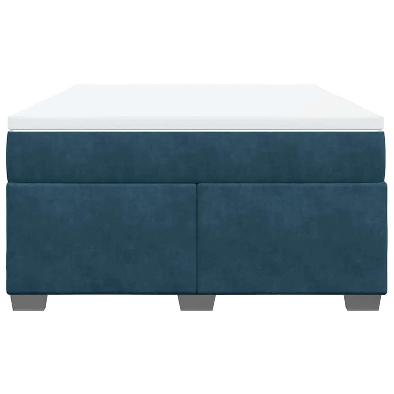 Pat box spring cu saltea, albastru închis, 140x190 cm, catifea