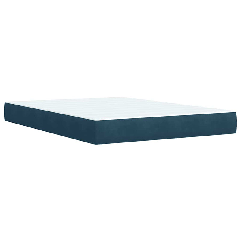 Pat box spring cu saltea, albastru închis, 140x190 cm, catifea