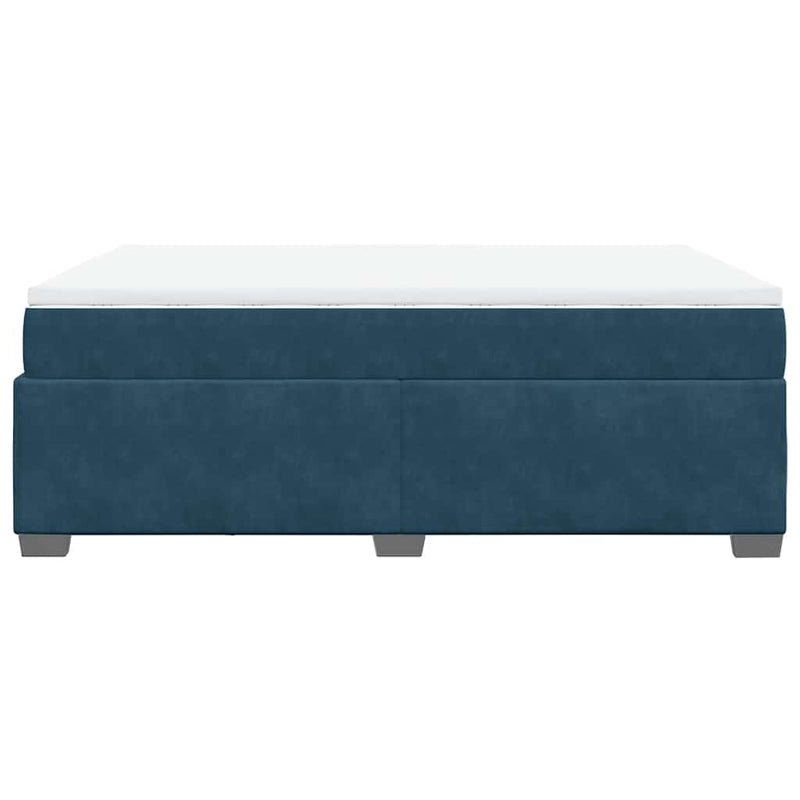 Pat box spring cu saltea, albastru închis, 140x190 cm, catifea