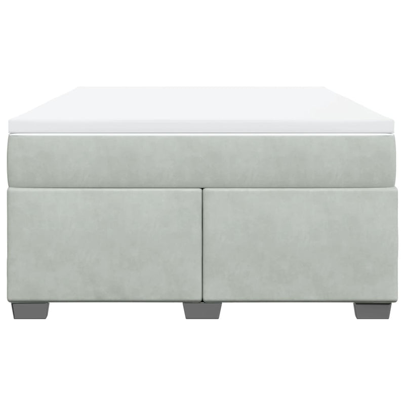 Pat box spring cu saltea, gri deschis, 140x200 cm, catifea