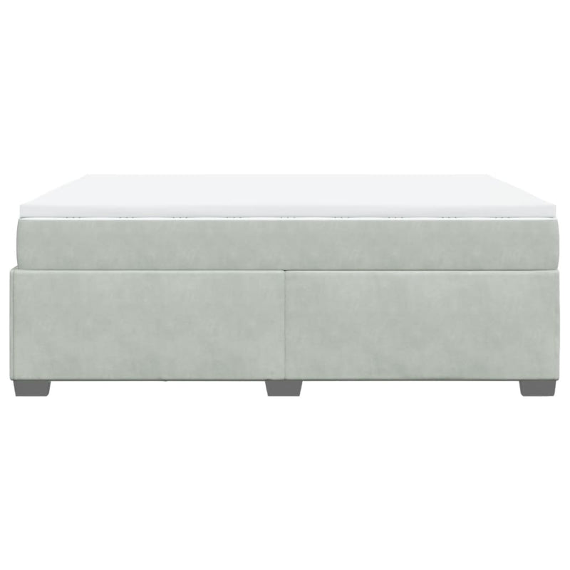 Pat box spring cu saltea, gri deschis, 140x200 cm, catifea