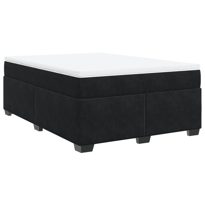 Pat box spring cu saltea, negru, 140x200 cm, catifea
