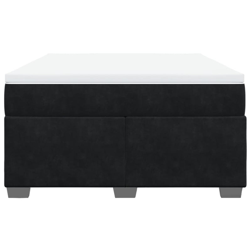 Pat box spring cu saltea, negru, 140x200 cm, catifea