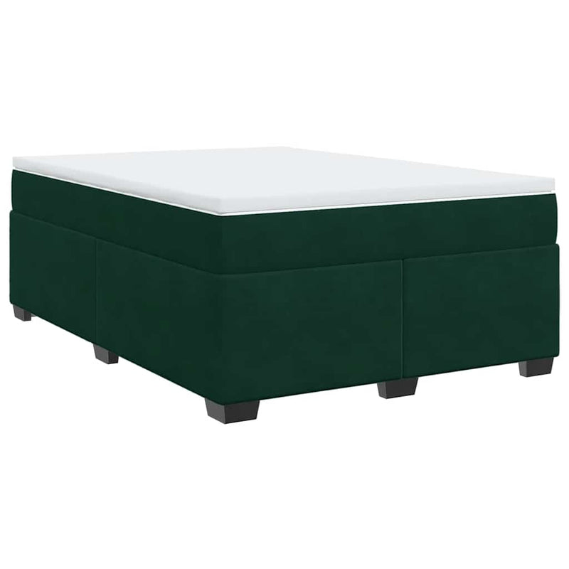 Pat box spring cu saltea, verde închis, 140x200 cm, catifea