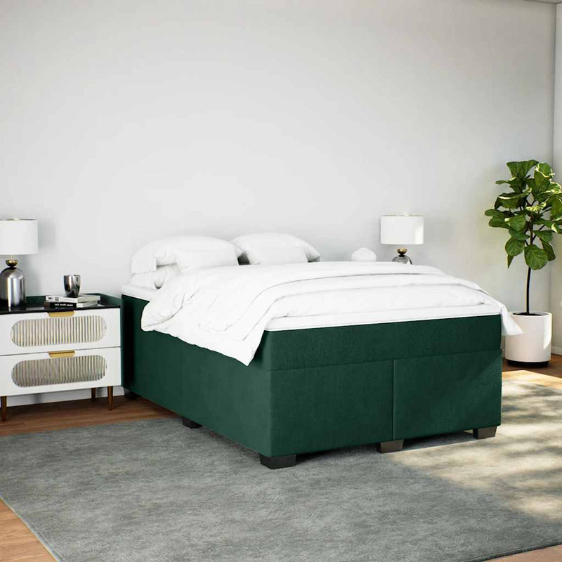 Pat box spring cu saltea, verde închis, 140x200 cm, catifea