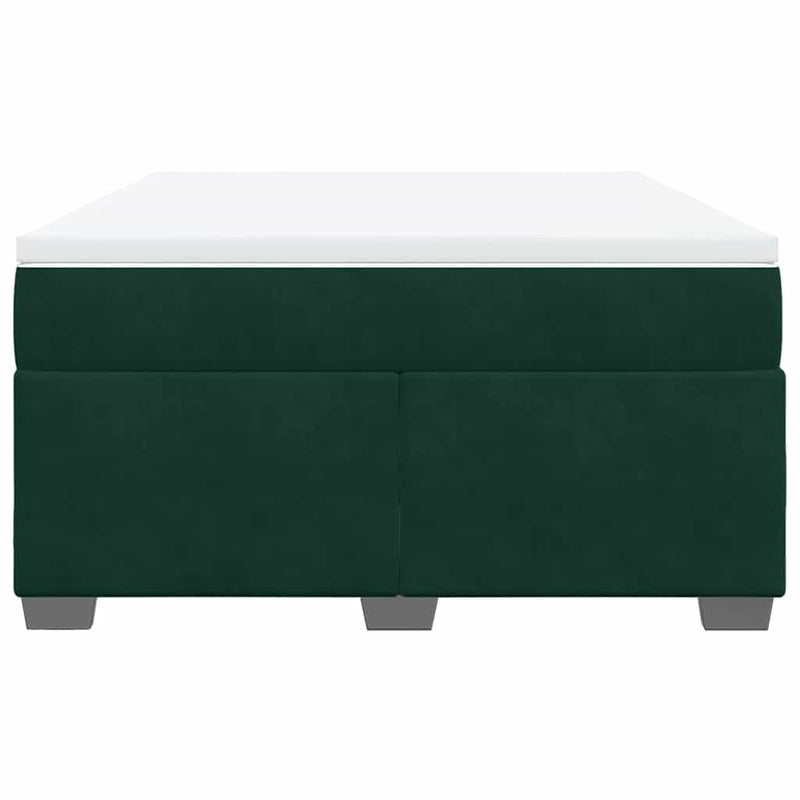 Pat box spring cu saltea, verde închis, 140x200 cm, catifea
