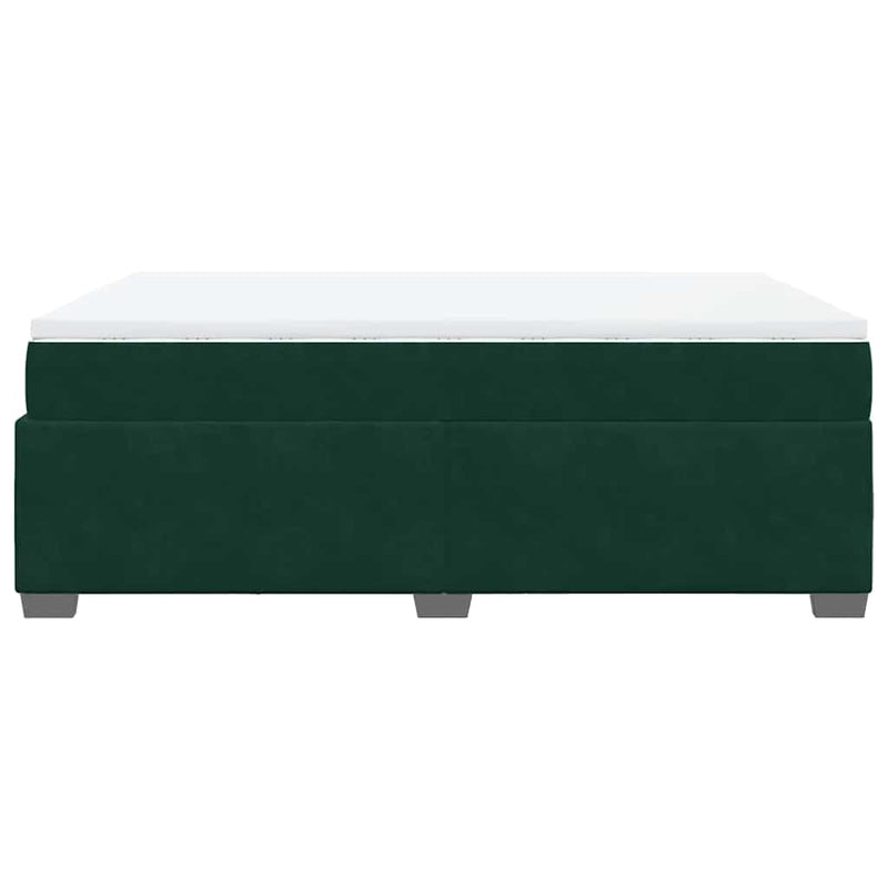 Pat box spring cu saltea, verde închis, 140x200 cm, catifea