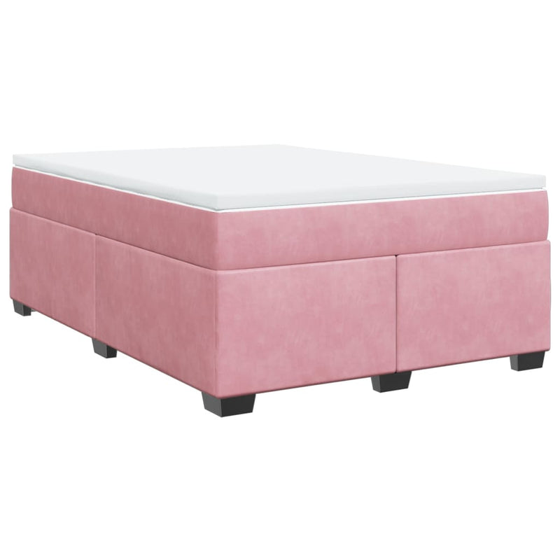 Pat box spring cu saltea, roz, 140x200 cm, catifea