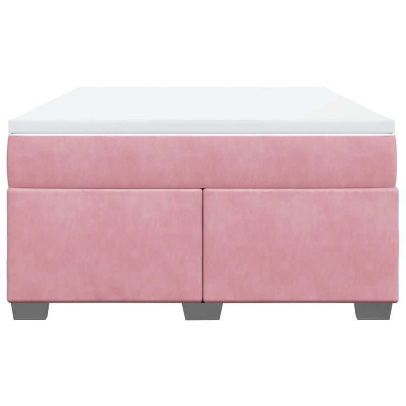 Pat box spring cu saltea, roz, 140x200 cm, catifea