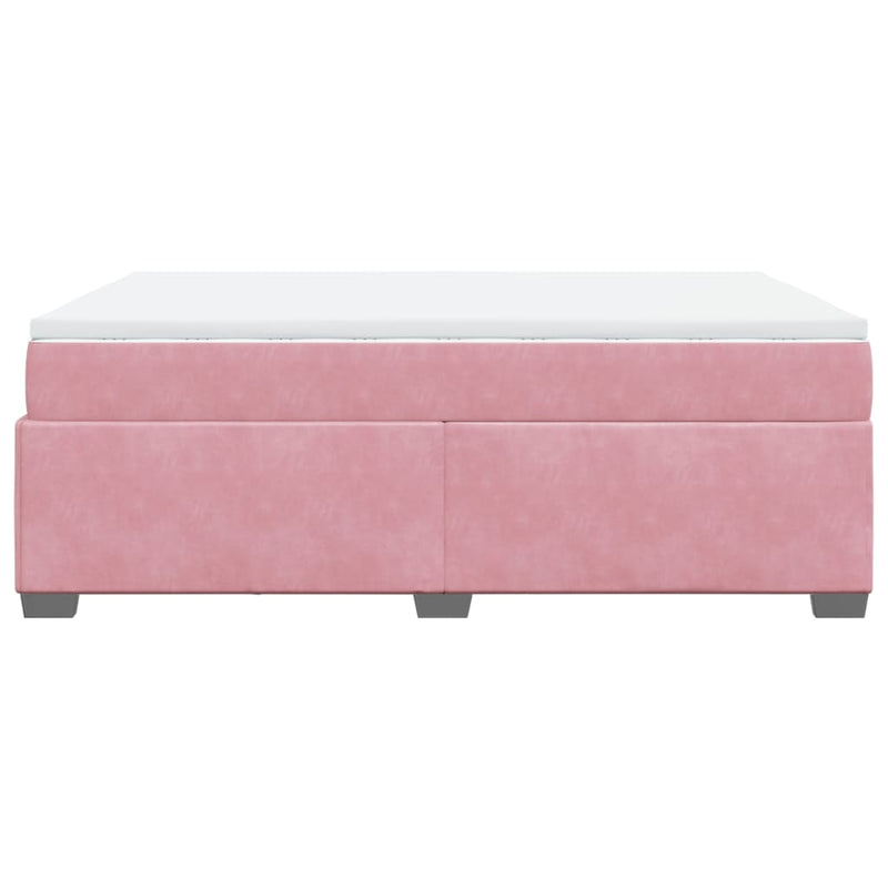 Pat box spring cu saltea, roz, 140x200 cm, catifea