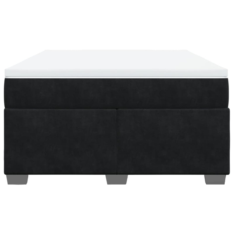 Pat box spring cu saltea, negru, 160x200 cm, catifea