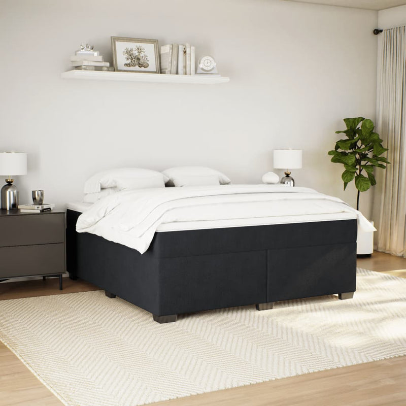 Pat box spring cu saltea, negru, 180x200 cm, catifea