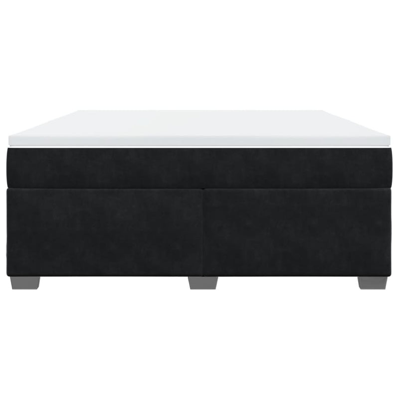 Pat box spring cu saltea, negru, 180x200 cm, catifea