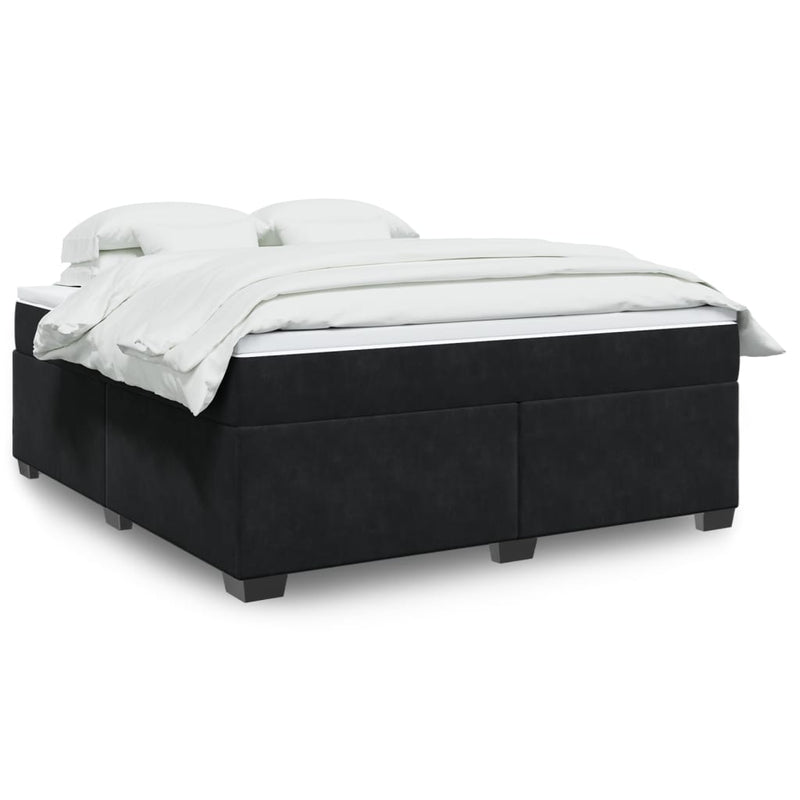Pat box spring cu saltea, negru, 180x200 cm, catifea