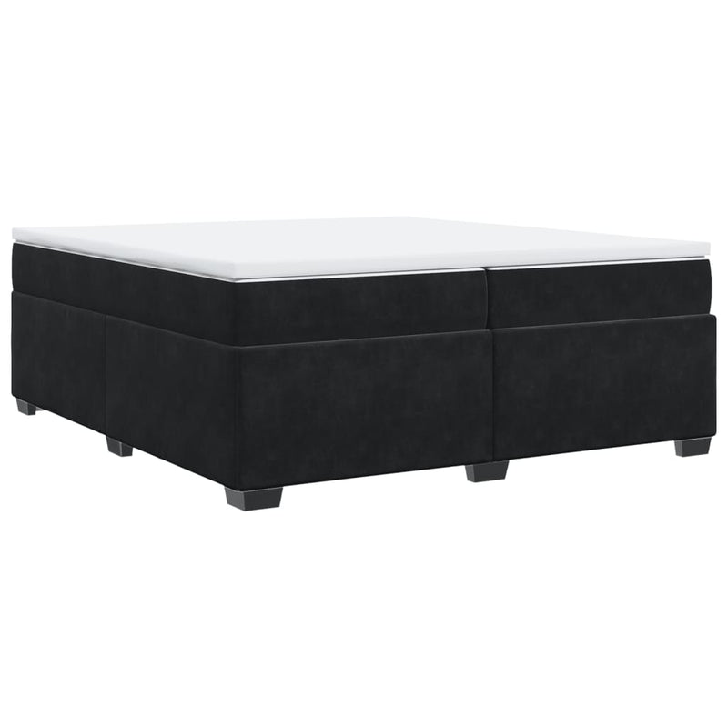 Pat box spring cu saltea, negru, 200x200 cm, catifea