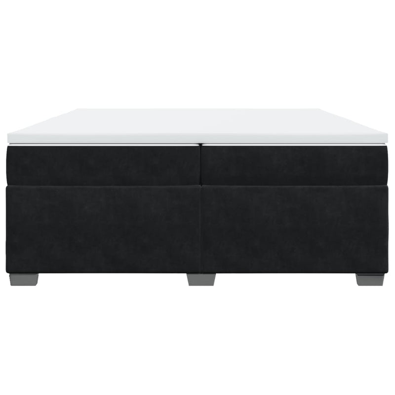 Pat box spring cu saltea, negru, 200x200 cm, catifea