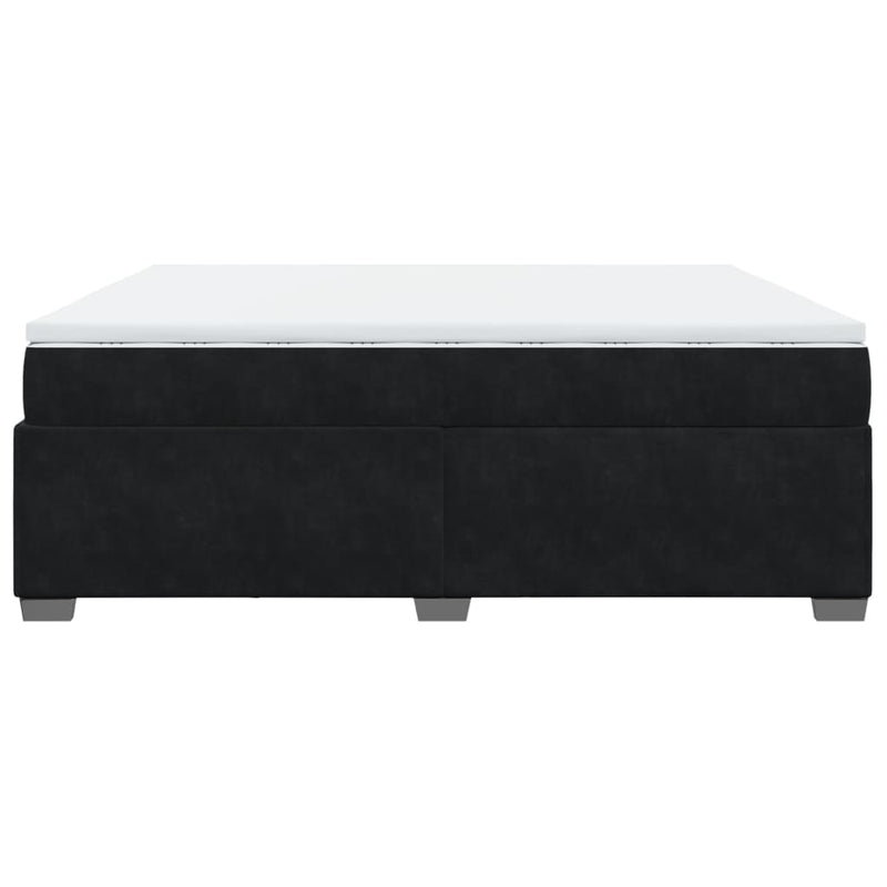 Pat box spring cu saltea, negru, 200x200 cm, catifea