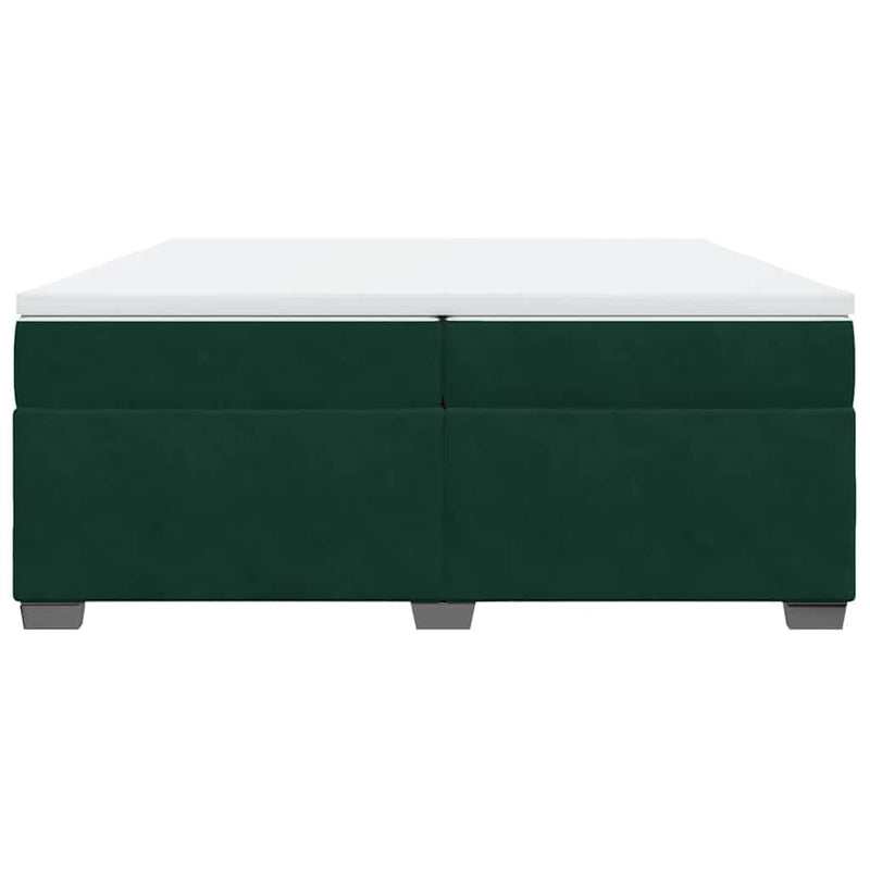 Pat box spring cu saltea, verde închis, 200x200 cm, catifea