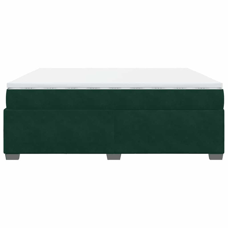 Pat box spring cu saltea, verde închis, 200x200 cm, catifea