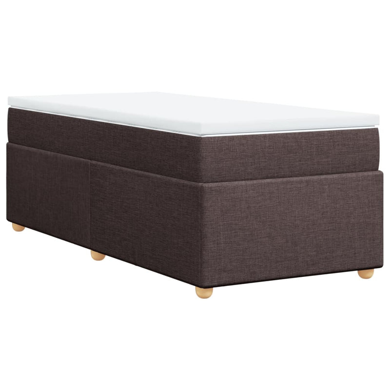 Pat box spring cu saltea, maro închis, 80x200 cm, textil